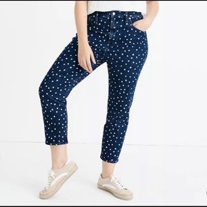 Madewell High Rise Slim Crop Boyjean - Polka Dot